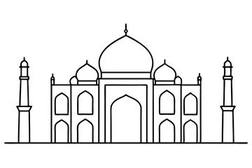 Elegant mosque silhouette vector line art illustration