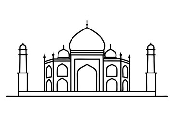 Elegant mosque silhouette vector line art illustration