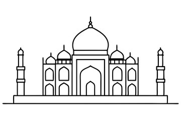 Elegant mosque silhouette vector line art illustration