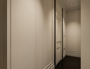 3d illustration of interior design, luxury bedroom, Classical architecture. Home Interiors.