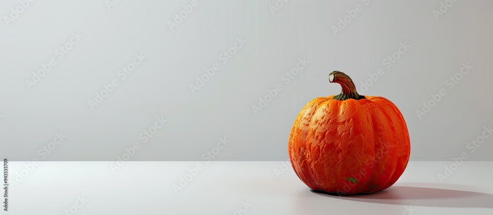 Poster an orange pumpkin with a plain white backdrop creates a captivating copy space image