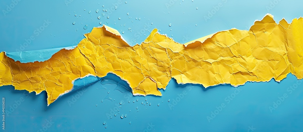 Poster Back to school message on torn yellow paper against a blue background serves as a symbolic image for the back to school season with available copy space