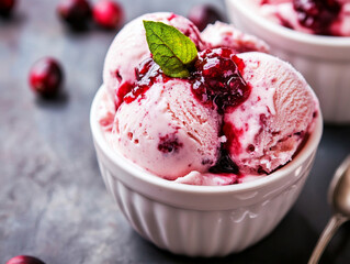 Exquisite pink berry ice cream.