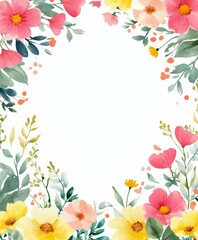 Obraz premium Vibrant floral border with ample copy space for creative designs