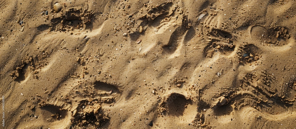 Aufkleber high quality overhead photo showcasing a rough sandy beach texture for a natural background with roo