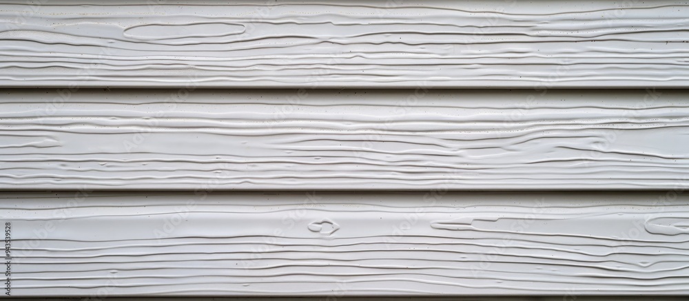 Poster detailed close up shot of white vinyl siding exhibiting a realistic wood grain texture background wi