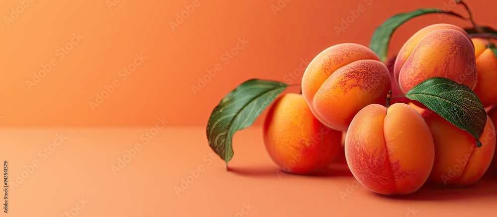 Aufkleber An image featuring apricots against a blank background for adding text or graphics. Creative banner. Copyspace image
