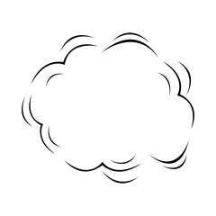 Vector cloud cartoon of smoke with outline