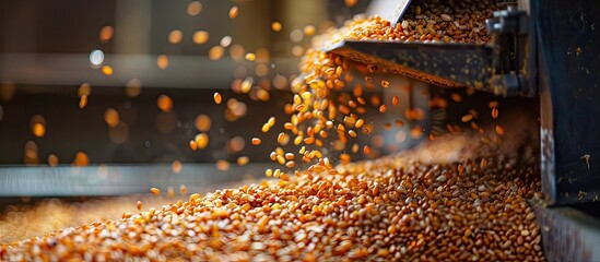 A paddy machine separates grains and peels sorting them based on quality shown in the copy space image