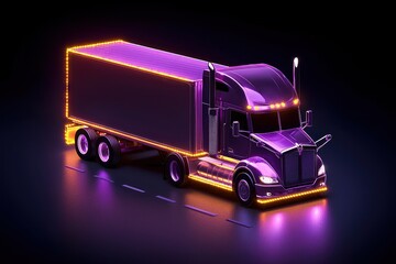 A vibrant, neon-lit truck design showcasing modern transportation aesthetics and advanced technology.