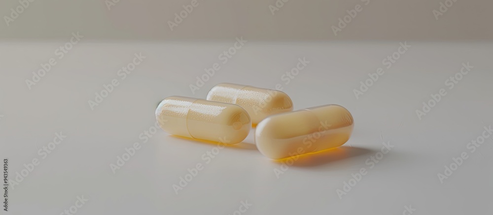 Poster close up of antibiotic pills on a white backdrop with copy space image available