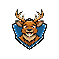 Happy deer mascot logo icon vector design