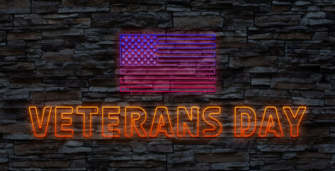 Vector realistic isolated neon signs for 11th November, Veterans Day lettering for decoration and...