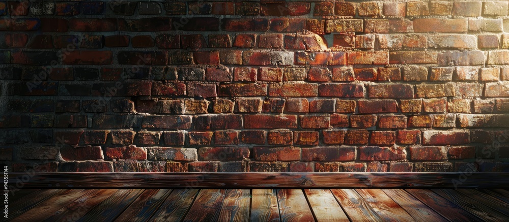 Aufkleber ideal for cover pages a brick wall background with ample copy space image