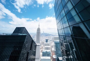 Looking Up Blue Modern Office Building, ai