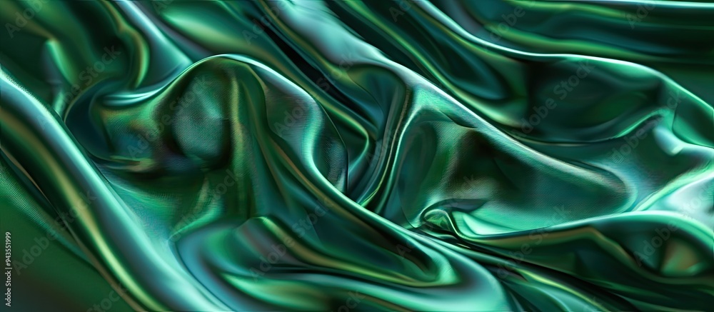 Fototapete smooth and elegant luxury green silk fabric can serve as a colorful textured background for a close 