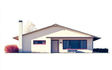 Modern minimalist home illustration with ample copyspace for advertising and bold colors. Real Estate conceptual image.