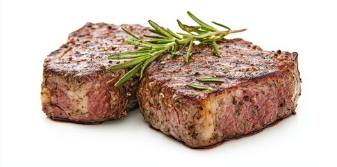 Food ingredients for cooking and grilling medium rare steaks on transparent png backgrounds.