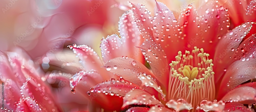 Aufkleber macro image of stunning cactus flowers for wallpaper with ample copy space image