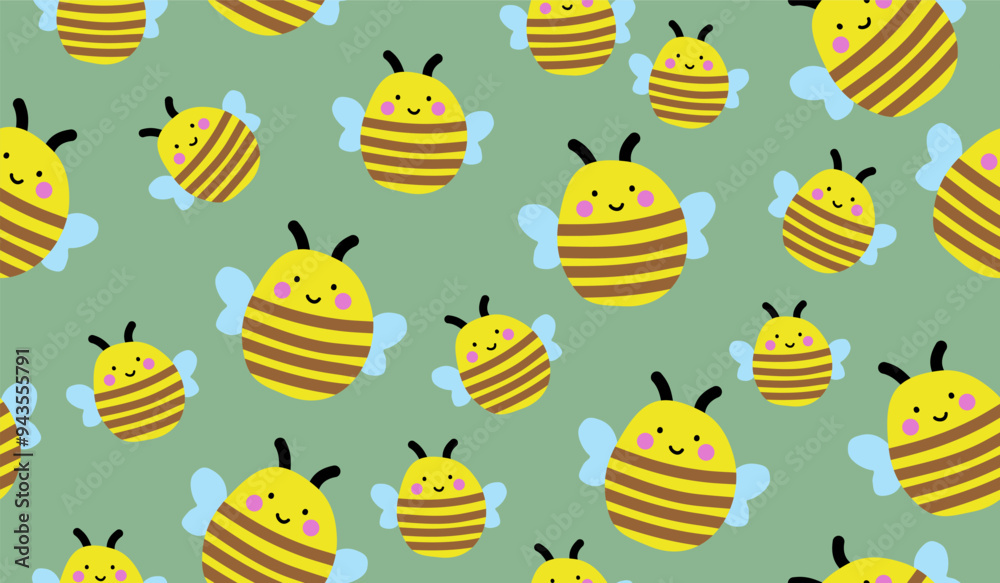 Wall mural cute bees pattern background vector design