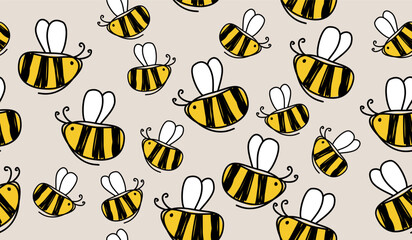 Cute bees pattern background vector design