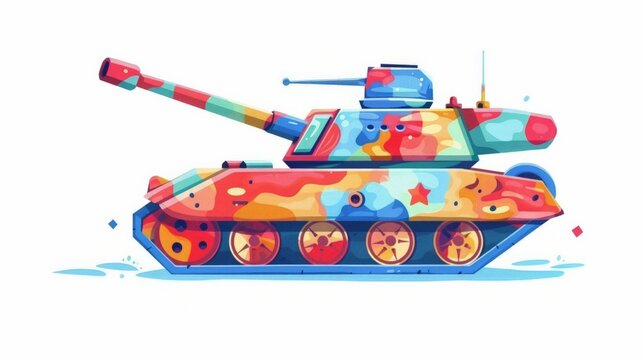 recommend clip art: Cartoon battle tank with playful design