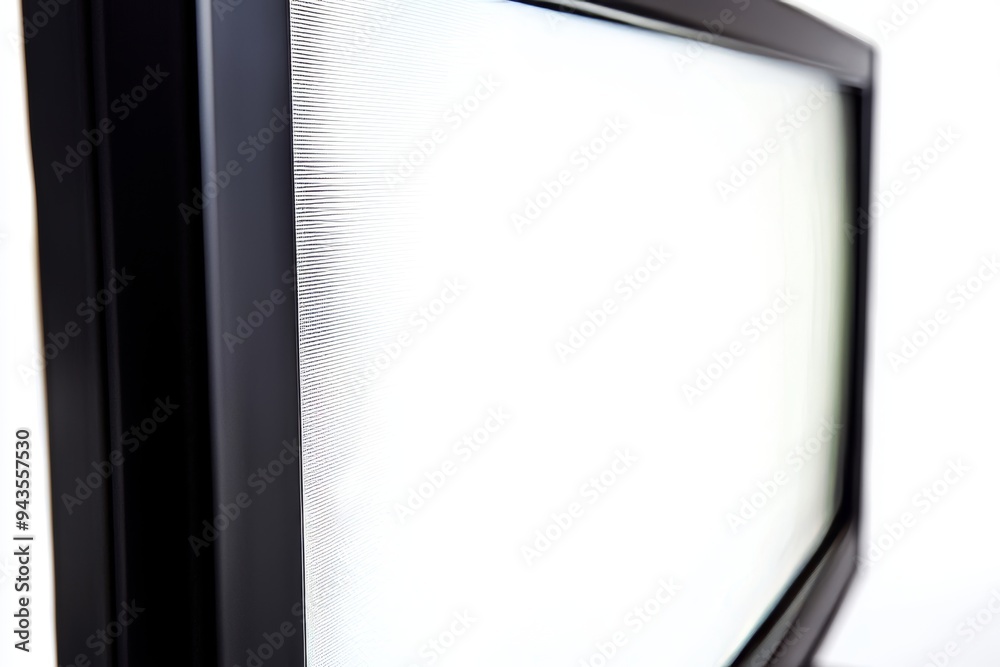 Poster computer screen with blank display and isolated background, showing details on the screen, flat view