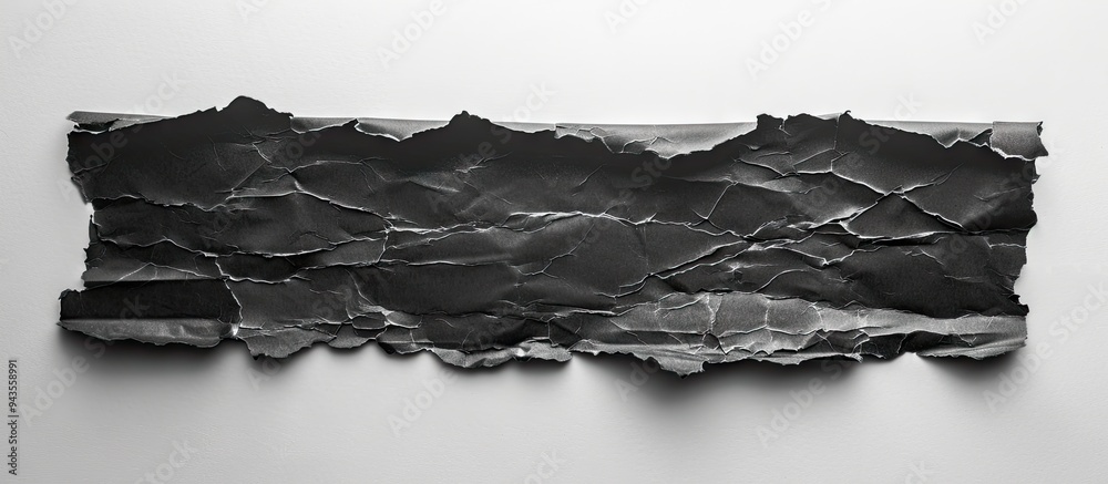Aufkleber Black torn paper contrasted against a white backdrop suitable for incorporating text or images in the open area. Creative banner. Copyspace image