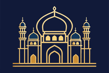 Elegant mosque silhouette vector line art illustration