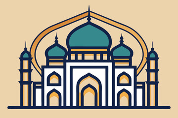 Elegant mosque silhouette vector line art illustration