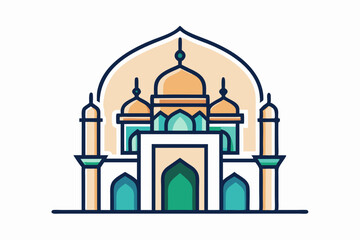 Elegant mosque silhouette vector line art illustration