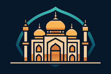 Elegant mosque silhouette vector line art illustration