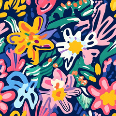 floral and leaf seamless patterns in doodle-style tile designs with graphic format.