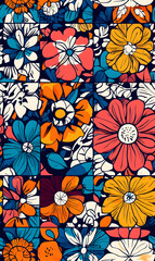 floral and leaf seamless patterns in doodle-style tile designs with graphic format.