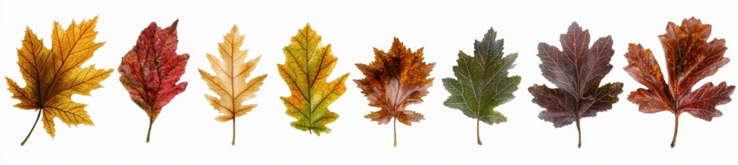Fototapeta premium Isolated autumn leaves on a white background. High resolution.