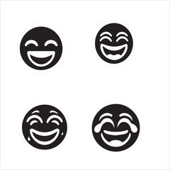 silhouette of clean vector smile icons isolated on white background 