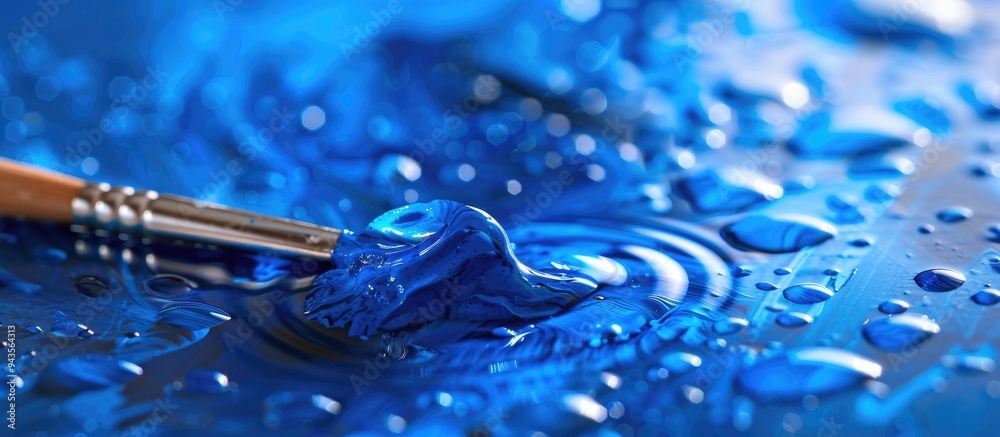 Aufkleber Create an image with a blue paint stroke in the copy space image