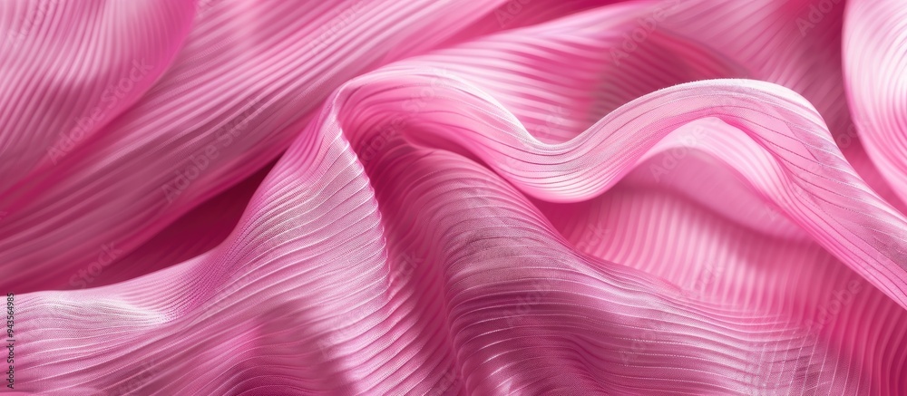 Poster Pink fabric with a striped design is displayed in a close up image with copy space