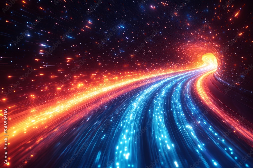 Leinwandbilder an abstract circular explosion glowing background and neon lines rays of light in a dynamic effect. 