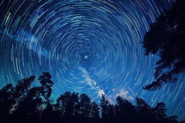 Fototapeta premium Shooting stars in astrophotography, capturing meteors streaking across a starry night sky.