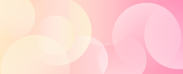 Minimalist banner background, pastel colorful, pink and yellow gradations. Circle effect style geometric, abstract background. vector