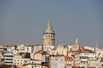 Naklejka premium The beautiful and famous Galata Tower in Istanbul, Turkey