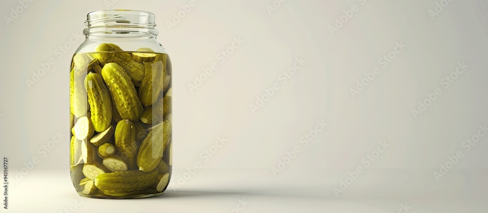 Aufkleber A pickle jar with pickle items on a white background with copy space image