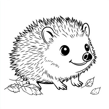 recommend clip art: cute cartoon hedgehog a simple line art coloring page for kids with a white background and thick lines