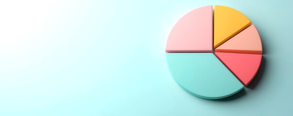 Fototapeta premium Performance metric icon, circular chart with segments, 3D illustration
