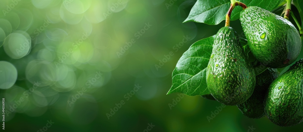 Aufkleber ripe avocados displayed against a green backdrop offering ample copy space for an image