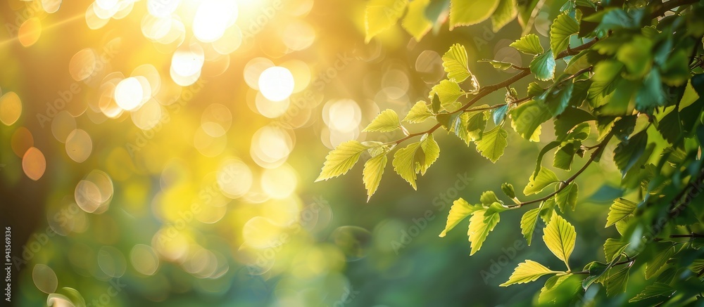 Aufkleber blurry background of a tree s branches and the morning sun ideal for use as a copy space image