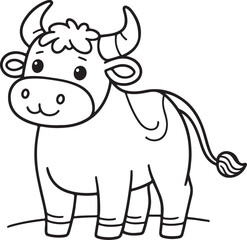 Cow outline drawing isolated on white.