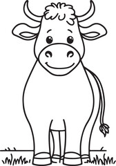 Cow outline drawing isolated on white.