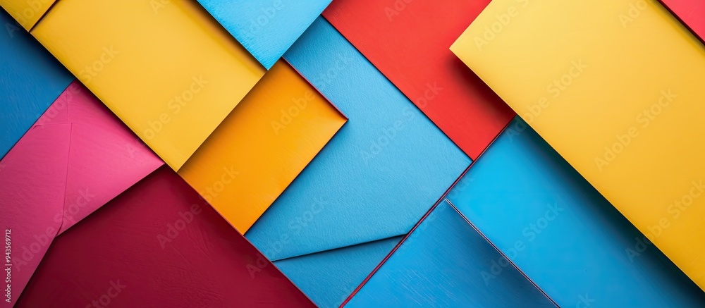 Leinwandbilder top view flat lay of abstract geometric background with vibrant colors perfect as a copy space image
